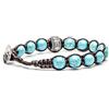 VLNET Bracciale originale Tibetano con ruota della preghiera in argento e pietre naturali. Unisex. Taglia unica. Benedetto dai Monaci Tibetani. (turchese)