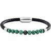 COAI Bracciale di Vera Pelle da Uomo con Perline di Pietre Dure Malachite S