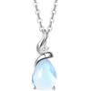 FANCIME Collana a pera in oro bianco massiccio 14 carati, diamante da 0,04 ct, collana da donna con ciondolo con pietra preziosa con catena in argento Sterling 925, collana con pietra portafortuna dei