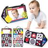 Tuaeccki Giochi Neonato 0 3 6 9 12 Mesi Giocattoli a Specchio per Bambini Tappeto Tummy Time Neonati Specchio Montessori per Bambini Bianco e Nero Giocattoli Educativi per Ragazzo Ragazza, Alfabeto