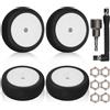 equlup Pneumatici Posteriori Anteriori Rc E Ruote, 4PCS con Cerchi di Ruote Esagonali da 17 Mm E Pneumatici in Gomma per 1/8 Rc off Road Racing Auto di Aggiornamento Parti (White)