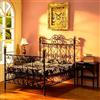Minamzee 1:12 Set Camera Da Letto Per Case Delle Bambole, 8 Pezzi Mini Letto In Metallo Nero Con Biancheria, Comodino In Legno, Lampada, Libri E Quadri Per Arredamento Camera Padronale