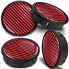 SkinoEu 4 x 60mm Coprimozzi Coprimozzo per Centro Universale Copricerchi Tappi per Ruote Cerchi in Lega Nero Rosso Lucido Carbonio CX 13