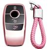M.JVisun Morbido TPU Custodie per Chiavi Auto Per Mercedes-Benz 2019-2022 Classe A C G 2017-2022 Classe E 2018-2021 Classe S Cover Chiave Guscio Chiavi - Lucido Rosa - Intrecciato Portachiavi
