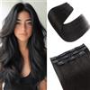 S-noilite Extension Capelli Veri Clip, 3 Pezzi 11 Clips Extensions Capello Veri, 100% Vergine Extension di Capelli Umani, 60g Un Pezzo Naturali Extensions Capello Umani, 30CM Nero Naturale #1B