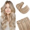S-noilite Extension Capelli Veri Clip, 3 Pezzi 11 Clips Extensions Capello Veri, 100% Vergine Extension di Capelli Umani, 86g Un Pezzo Extensions Capello Umani, 55CM Marrone Oro/Biondo Chiarissimo