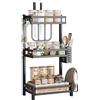 NETEL Supporto Porta Spezie da Appoggio a 3 Livelli, Antiruggine Mensola Portaspezie Ripiani Salvaspazio Organizer per Cucina con portacoltelli, portatagliere e portautensili, 32.5 * 20 * 60cm, Nero