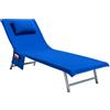 o-day Telo Mare Microfibra Con Tasche Laterali Cuscino Poggiatesta Gonfiabile 190x70cm Teli Mare Con Elastici Per Lettini (Blu Navy)