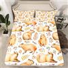 Homewish Capybaras - Lenzuolo per letto singolo, grazioso lenzuolo con angoli Capybara, per bambini set di biancheria da letto con animali divertenti per gli amanti della capybara, con foglie botaniche