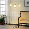 Depuley Lampada da terra a LED per soggiorno, E27, moderna, con 3 luci, stile vintage, cromata con interruttore girevole, supporto per lampada, stile retrò, per ufficio, camera da letto, divano studio