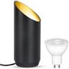 HUAEU LED Pavimento Spot - 6 W Lampada da terra per interni, nero, 3000 K, bianco caldo, con lampadina GU10 LED 500 lm, faretto con interruttore piede