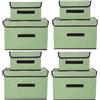 NCRGB Scatole Portaoggetti in Tessuto,Scatole Portaoggetti Scatole per Armadio con Coperchio Set,Pieghevole,Contenitore per Armadio,Vestiti,Armadi (8pack:26cm/4pack+36cm/4pack, Verde)