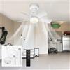 GEADI Ventilatore da Soffitto con Luce e Telecomando, LED Dimmerabile Lampadario con Ventilatore da Soffitto, Plafoniera con Ventilatore per Camera da Letto Attacco E27, 4 Velocità, 45 cm Bianco