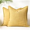 LRartdeco Federe Cuscini Divano 45 x 45 Giallo Senape Copricuscini Moderni Set da 2 Copri Cuscini per Divano Aspetto Lino Decorativi per Camera da Letto Soggiorno Sedie Divani Home Deco