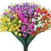 OUKEYI Fiori artificiali per decorazione esterna, piante e fiori finti fioriera cimitero, decorazione per la casa e il giardino (colori misti) 10 pacchi