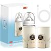 SciFiVisi scaldabiberon per bambini, portatile, in viaggio con display LCD, ricarica USB, 6 temperature regolabili 38-50 ℃, scaldabagno per bambini in viaggio e in casa (beige)