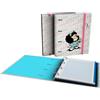 Grafoplás Grafoplas - Cartella A4 con anelli fustellati con ricambio e separatori, Mafalda Bird, fogli 90 g a quadretti 5 x 5 bordo, busta trasparente, carpebook, perfetto materiale scolastico