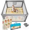 Dripex Box bambini modulare, Recinto per bambini pieghevole, Box neonato in plastica dalla forma adattabile, Recinto bambini 150×150 cm, Marrone e Verde - Giochi e Prodotti per l'Età Evolutiva