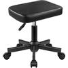 WKWKER Sgabello girevole a 360°, regolabile in altezza, con ruote, seduta quadrata, in pelle PU, per camera da letto, bancone, negozio, salone, massaggio, casa, ufficio, scrivania (nero)
