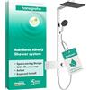 hansgrohe Raindance Alive Q - Colonna doccia a risparmio idrico (EcoSmart) con miscelatore termostatico, Sistema doccia con rubinetto, doccetta, tubo, asta e soffione doccia (2 getti), cromo, 24591000