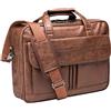 seyfocnia Borsa da viaggio per lavoro da uomo in pelle fatta a mano Messenger Borse per computer portatile, [L] marrone-17.3, 17.3