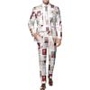 Generic Completo natalizio da uomo, 2 pezzi, giubbotti natalizi, cappotti, pantaloni, set da smoking con stampa di Babbo Natale, fiocchi di neve, abiti natalizi da uomo, brutti abiti per le vacanze, per cene,