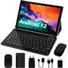 SUAAT 2025 Tablet 10 pollici Android 12 Processore Octa-Core 4 GB RAM 64 GB ROM, Smart IPS, Batteria 8000 mAh, Fotocamera 5 MP + 8 MP, WiFi | Bluetooth | OTG | Tipo C, Custodia, Nero