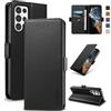 Yunubeyii Cover Libro per Samsung Galaxy S22 Ultra 5G - [Blocco RFID] Luxury PU Leather Portafoglio Card Holder Magnetic Phone Custodia con Kickstand, Cover Protettiva Antiurto, Nero