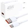 Knocery 45W Turbo Caricabatterie Rapido con Cavo USB C 1M per Xiaomi Redmi Note 14 Pro/13 Pro/12/11 Pro, Poco X7/M6, Caricatore 45W Adattatore Turbo Power per Xiaomi 14C/13C/Redmi Pad