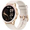 TOOBUR Smartwatch Donna Rotondo, Orologio Contapassi/Sport/Fitness Tracker, Smart Watch Compatibili con Android/iOS, Rispondere al Telefono, Smartwatch Salute Femminile, Impermeabile IP68, Beige