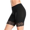 YARRCO Pantaloni corti da donna sotto la gonna, con pizzo a vita alta, pantaloncini estivi, Nero , S