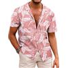 COOFANDY Camicia Hawaiana Estiva a Maniche Corte in Lino da Uomo - Verde Militare XXXL