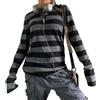 Yassiglia Maglia a maniche lunghe da donna, Y2K, vintage, gotico, leggera, oversize, maglione largo, harajuku punk, maglietta per adolescenti e ragazze, nero/grigio, XL