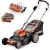 Fuxtec Tagliaerba a Batteria 40V (2x20V) E2RM46 semovente, Mulching e Scarico Laterale - Set Batterie 2x4Ah e Caricabatterie - Larghezza di Taglio 46cm, 50L, Altezza di Taglio 25-75mm