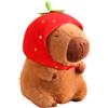 Meleager Peluche Capybara,Capibara peluche per bambini, Capibara con Cappello rosso fragola,Peluche regalo Capybara,Peluche Capibara per ragazze e ragazzi (23 cm)