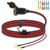 RIIEYOCA Cavo di Prolunga per Presa Accendisigari 12V/24V, Presa Accendisigari Femmina a Filetto Fisso per Auto a Cavo Terminale O Ring con Copertura Impermeabile e Fusibile 20A.(2M)