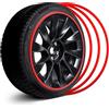 EVOOOR Protezione per cerchioni in lega automobilistica - Copertura completa dell'intera corona - Strisce per evitare danni al marciapiede - Set di 4 copricerchi - 18 rosso