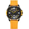 NAVIFORCE Orologio da polso analogico al quarzo, impermeabile, per studenti, ragazzi, uomini, cinturino in silicone, data-settimana, Giallo, Cinturino
