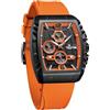 NAVIFORCE Orologio sportivo da uomo, impermeabile, cronografo, cinturino in silicone colorato, orologio da polso al quarzo con data automatica (arancione), Arancione, moderno