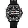 NAVIFORCE Orologio da uomo militare digitale analogico al quarzo con sveglia, doppio fuso orario, cronografo, impermeabile, orologio militare (nero), nero
