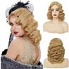 Siudus Parrucca da donna bionda anni '20 anni '20 parrucca ondulata bionda lunga riccia vintage flapper sintetica fibra sintetica anni '30 parrucche per cosplay costume Halloween party uso