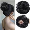 SEGOHAIR Messy Bun - Extension per capelli con elastico, per coda di cavallo, 80 g, colore nero scuro