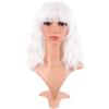 MapofBeauty 14 Pollice/35 cm Corto Wavy Bob Parrucche Con Frange Shoulder Lunghezza Ricci Parrucche Flat Bang Capelli Sintetico Parrucca (Bianco)
