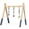 RELAX4LIFE Palestrina Neonato Legno Montessori, Palestrina per Neonati con 3 Catene Diverse Rimovibili, Baby Gym Palestra Multifunzione per Bambini (Grigio)