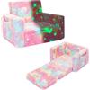 SLIGUY Divano per bambini, convertibile da divano a lettino estraibile, si illumina al buio, idea regalo per ragazzi e ragazze (unicorno rosa)