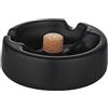 GERMANUS Cenere per pipa con martellatore e 2 ripiani per pipa in nero, ceramica