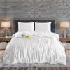 ZIMEL HOMES Set copripiumino in raso, 3 pezzi, morbido, setoso e lucido, copripiumino e 2 federe (bianco, king size (standard britannico))
