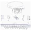 FOGAWA 2m Binario per Tende da Soffitto con 16 Ganci a S, Flessibile, Curvo, Binario a Soffitto PVC, Sistemi di Scorrevole Binario Tende da Doccia, Divisori per Ambienti, per Camper e Barche, Bianco