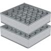 DIMJ Organizer Armadio - Set di 2 Organizer Cassetti Pieghevoli con 24 Scompartimenti Calzini Ciascuno, Divisori per Cassetti in Non Tessuto, per Intimo, Vestiti, Calzini e Cravatte, Grigio-Biancheria