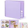 DazSpirit Album Fotografico Personalizzabile, 6-inch Album Foto, Scrapbook Quadrato con Copertina Rigida con 5 adesivi, Album Fai Da Te per Matrimoni, Neonati e Anniversari, 40 Pagine, Viola